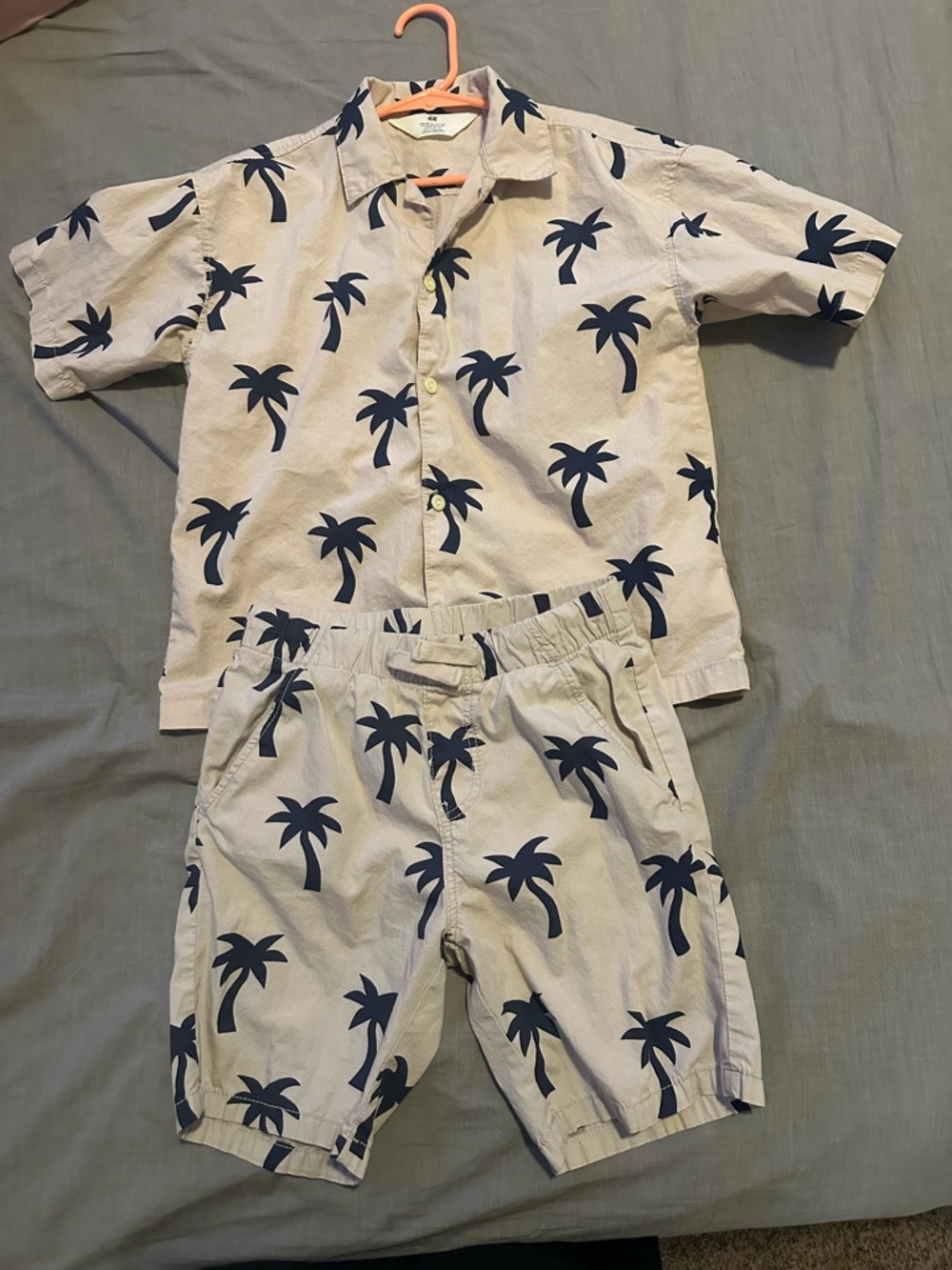 H&M Beige and Navy Palm Print Kids Matching Set